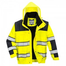 Portwest Hi-Vis Classic 봄버 재킷, 컬러: 옐로우/블랙, 사이즈: XL, C466YBRXL 옐로우/블랙 XL