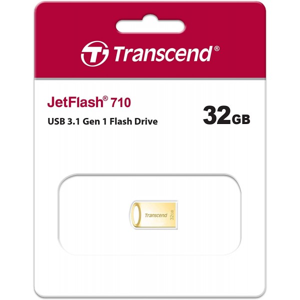 USB3.0 커넥터가 있는 Transcend JetFlash 710 32GB 플래시 드라이브 - 골드 32GB