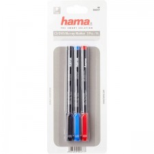 Hama CD/DVD 마커 펜 - 3종 세트 - 블랙 / 블루 / 레드