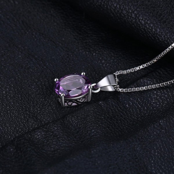 JewelryPalace 보석 여성용 탄생석 목걸이 925 스털링 실버 솔리테어 펜던트 목걸이 여성용 천연 자수정 황수정 페리도트 토파즈 가닛 목걸이 체인 상자 ​​18 인치 타원형 자수정