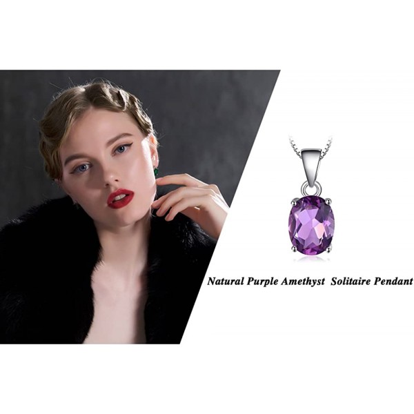 JewelryPalace 보석 여성용 탄생석 목걸이 925 스털링 실버 솔리테어 펜던트 목걸이 여성용 천연 자수정 황수정 페리도트 토파즈 가닛 목걸이 체인 상자 ​​18 인치 타원형 자수정