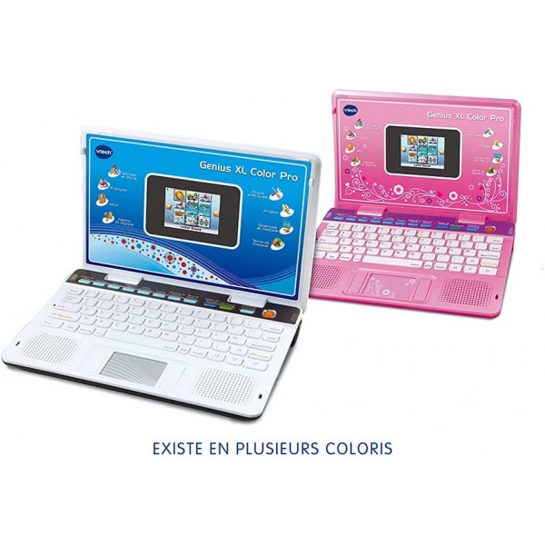 VTech - Genius XL Color Pro 이중 언어 실버 - 어린이용 컴퓨터, 교육용 컴퓨터, QWERTY 키보드 - 6/11세 - FR 버전