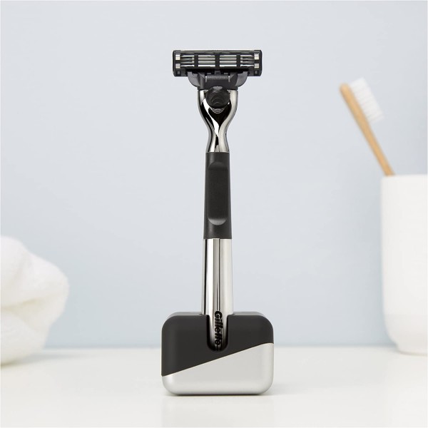 Gillette Mach3 Razor 한정판 선물 팩(Chrome 손잡이 포함) Razor 및 Razor Stand 한정판 Razor + 스탠드