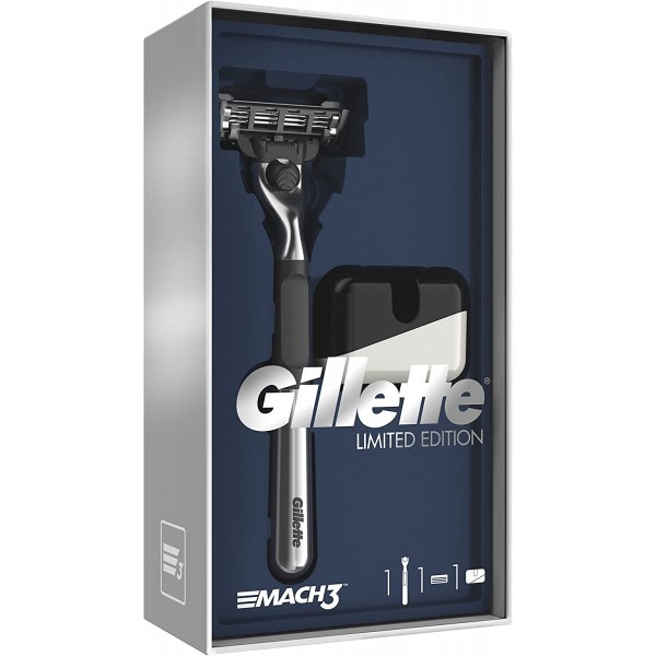 Gillette Mach3 Razor 한정판 선물 팩(Chrome 손잡이 포함) Razor 및 Razor Stand 한정판 Razor + 스탠드