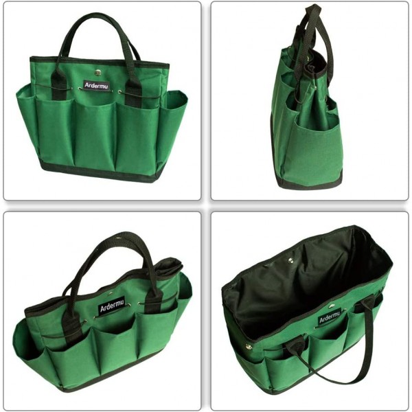 9개의 포켓이 있는 Ardermu 원예 도구 보관 가방, 정원 도구 홀더 토트 백 헤비 듀티 도구 세트, 키트, 실내 및 실외용 정원 도구 가방, 주최자(녹색)