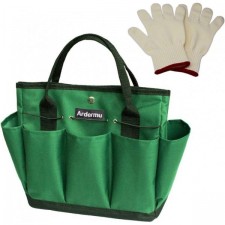 9개의 포켓이 있는 Ardermu 원예 도구 보관 가방, 정원 도구 홀더 토트 백 헤비 듀티 도구 세트, 키트, 실내 및 실외용 정원 도구 가방, 주최자(녹색)