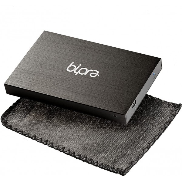 Bipra 1TB 2.5인치 USB 2.0 FAT32 포켓 사이즈 슬림 외장 하드 드라이브 - 블랙