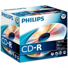 필립스 CD-R 80분 52배속 - 표준 주얼 케이스 - 단일 디스크 10개 팩 10er JC