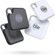 Tile Pro (2020) Bluetooth 아이템 찾기, 4팩, 블랙/화이트. 120m 탐지 범위, 1년 배터리, Alexa 및 Google Smart Home과 함께 작동합니다. iOS 및 Android 호환. 열쇠, 리모컨 등 찾기