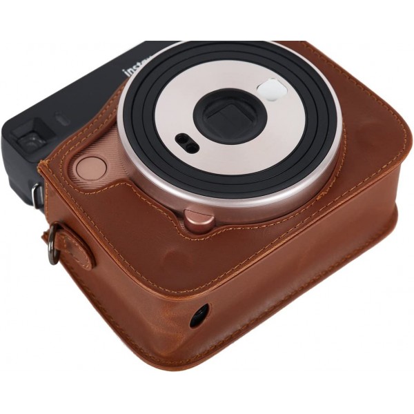 Instax Square SQ6 즉석 카메라와 호환되는 페티움 보호 케이스, 탈착식/조절 가능한 어깨끈이 있는 부드러운 PU 가죽 가방(브라운)