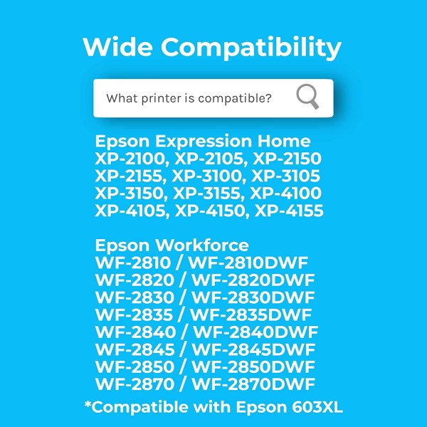 Epson 603 603XL 잉크 카트리지 멀티팩과 호환되는 Cartridgeify 603XL, Expression Home XP-2100 XP-2105 XP-3100 XP-3105 XP-4100 XP-4105, Workforce WF-2810 WF-2830 WF-2835 WF-