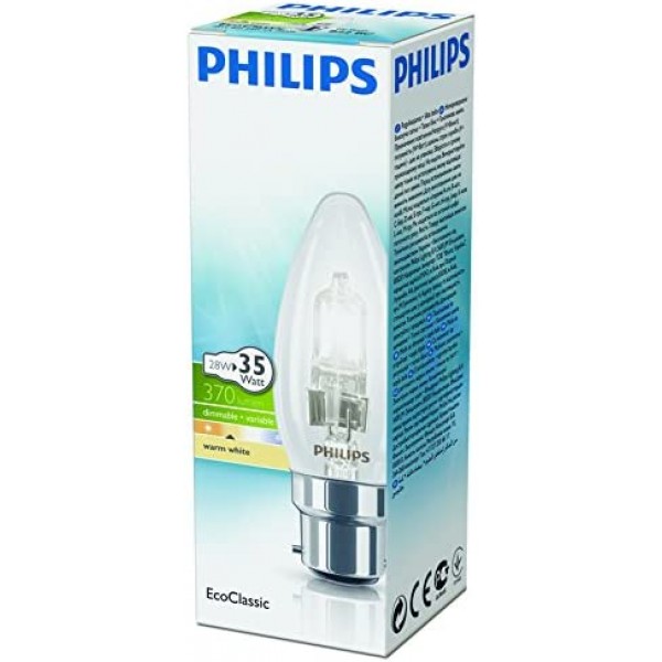필립스 EcoClassic 촛불 전구 28W B22 240V(5팩), 28W
