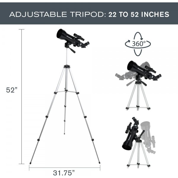 Celestron 21035 여행용 스코프 70 휴대용 굴절 망원경 키트(백팩 포함), 블랙 70mm