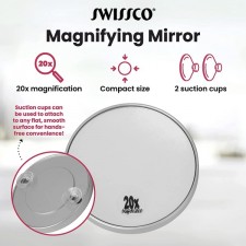 Swissco 흡입 컵 거울. 20배 확대, 3 1/2'' 직경 색상은 다를 수 있음