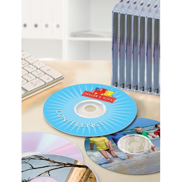 Avery L6043-100 접착식 CD 레이블, A4 용지당 레이블 2개